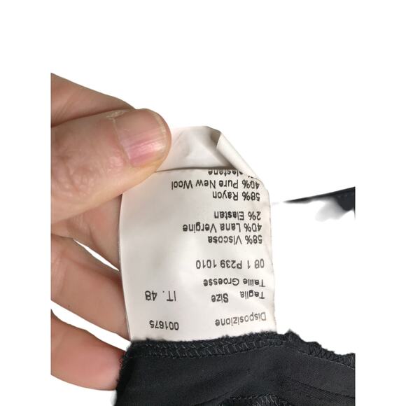 Piazza Sempione Trouser Womens Size 12/48it Black Slit Hem Pleated Pants Classic - Picture 8 of 10